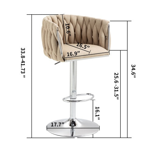 360° Swivel Fabric Bar Stools Set of 2