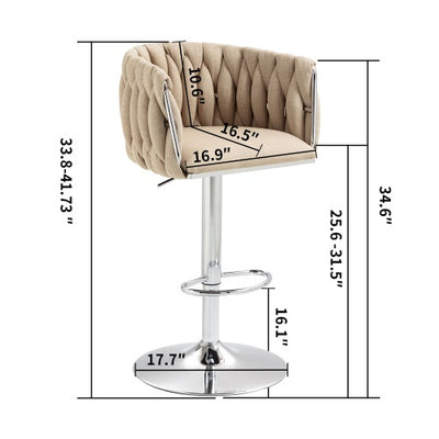 360° Swivel Fabric Bar Stools Set of 2