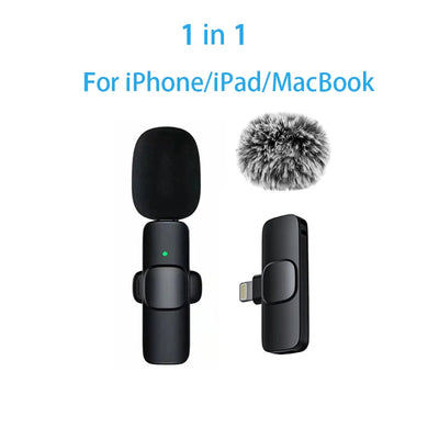 Wireless Lavalier Microphone Portable for iPhone Android PC Camera Live
