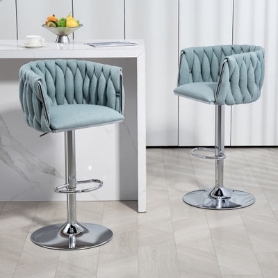 360° Swivel Fabric Bar Stools Set of 2
