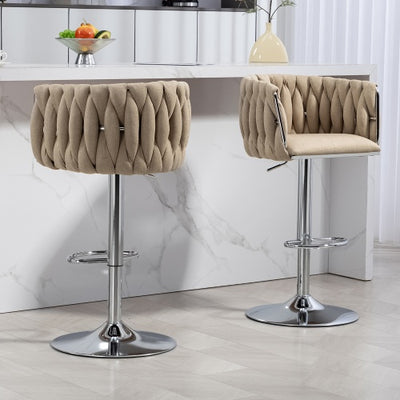 360° Swivel Fabric Bar Stools Set of 2