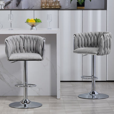 360° Swivel Fabric Bar Stools Set of 2