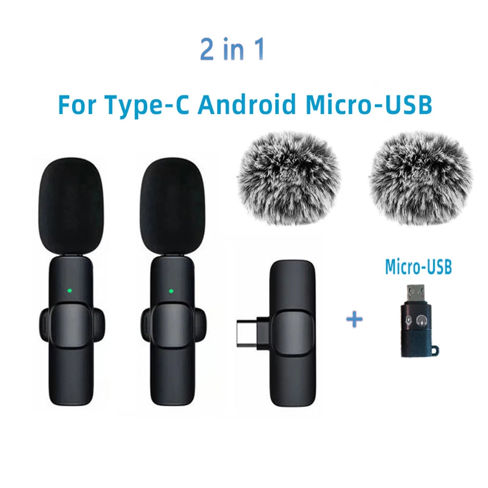 Wireless Lavalier Microphone Portable for iPhone Android PC Camera Live