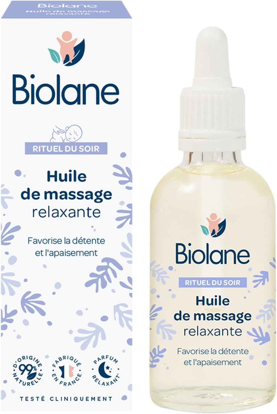 BIOLANE - Huile de massage - Bébé - Détente - Parfum relaxant et apaisant - 99% d'ingrédients d'origine naturels - 50ml
