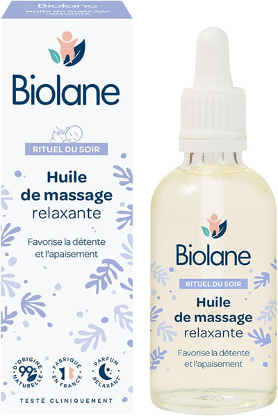 BIOLANE - Huile de massage - Bébé - Détente - Parfum relaxant et apaisant - 99% d'ingrédients d'origine naturels - 50ml