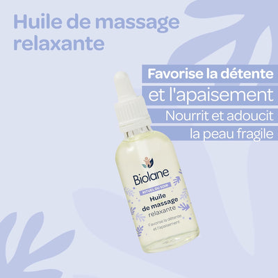 BIOLANE - Huile de massage - Bébé - Détente - Parfum relaxant et apaisant - 99% d'ingrédients d'origine naturels - 50ml