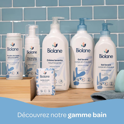 BIOLANE - Solide Lavant Douceur - Bain Bébé - 95% d'Origine Naturelle -75g - Corps et Cheveux - Sans savon