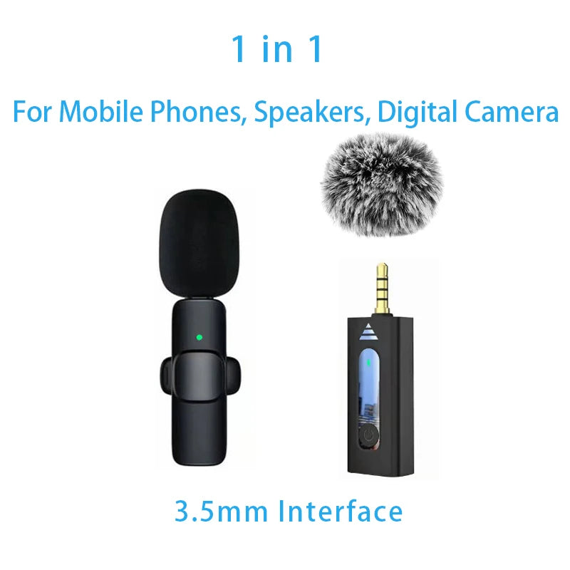 Wireless Lavalier Microphone Portable for iPhone Android PC Camera Live