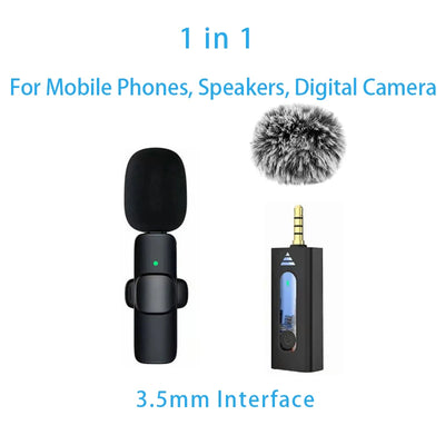Wireless Lavalier Microphone Portable for iPhone Android PC Camera Live