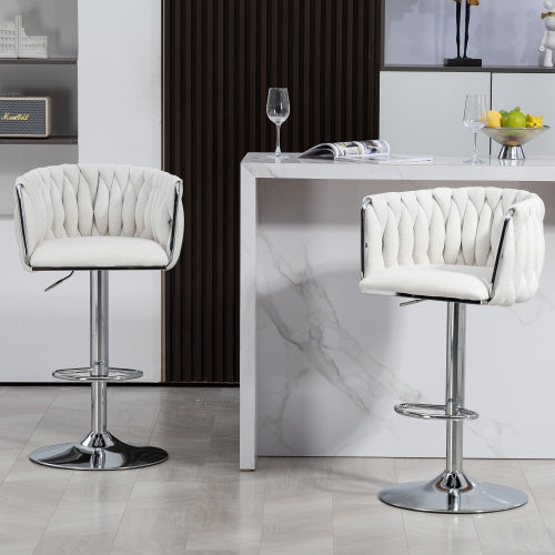 360° Swivel Fabric Bar Stools Set of 2