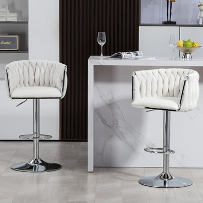 360° Swivel Fabric Bar Stools Set of 2