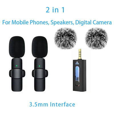 Wireless Lavalier Microphone Portable for iPhone Android PC Camera Live