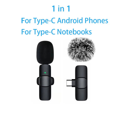 Wireless Lavalier Microphone Portable for iPhone Android PC Camera Live
