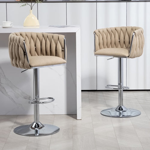 360° Swivel Fabric Bar Stools Set of 2