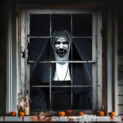 3D Holiday Window Cover Witch Halloween Window Cover
