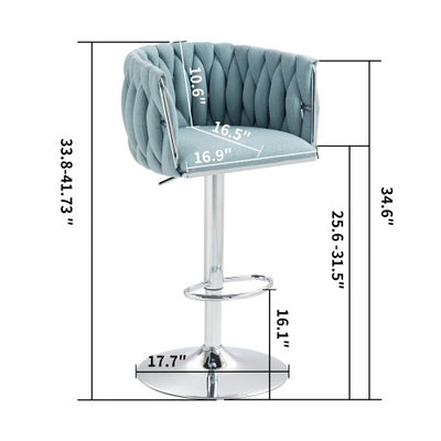 360° Swivel Fabric Bar Stools Set of 2