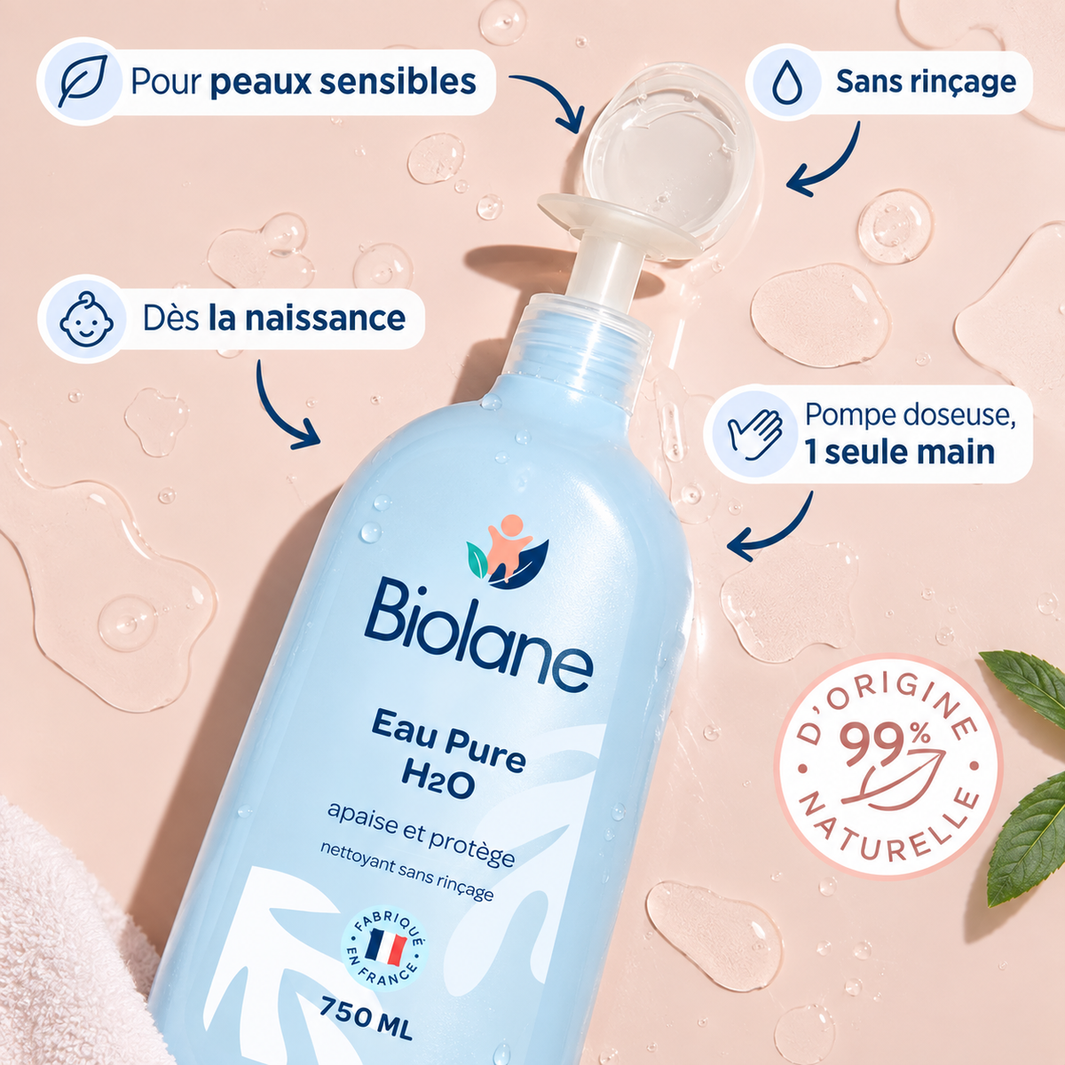 Biolane Pure Cleansing Water – Gentle Care for Sensitive Baby Skin