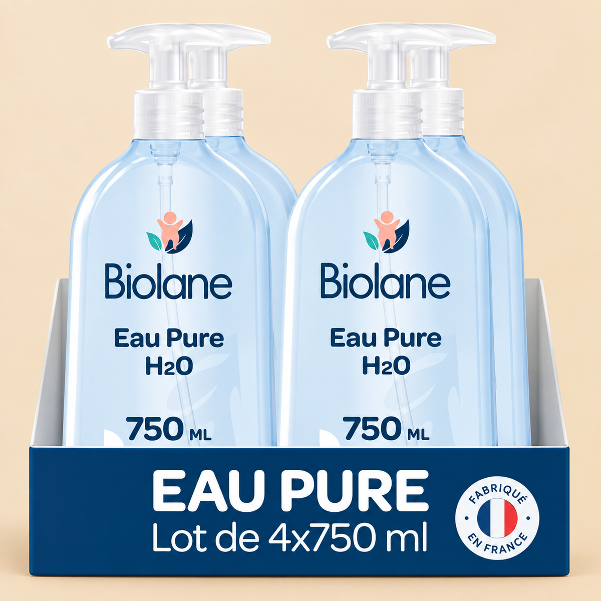 Biolane Pure H2O Cleansing Water – 4 × 750 mL Family Pack
